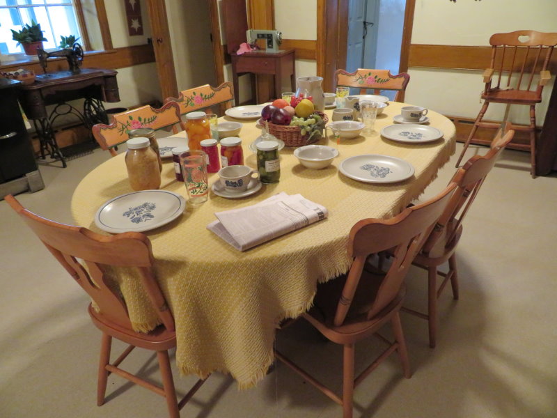 Table set. Note the newspaper. Amish communities publish it to maintain contact across the USA and Canada